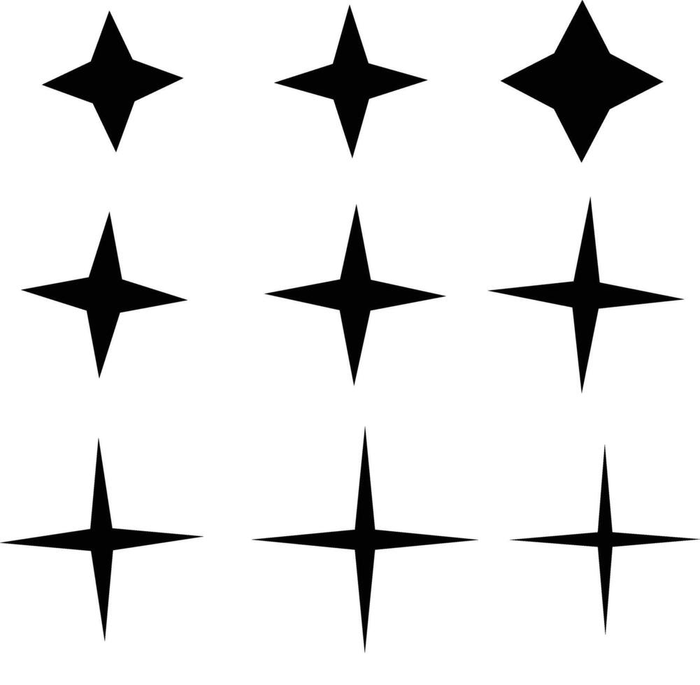 Set of Black Star Icons- Perfect for Creative Designs and Graphics. vector