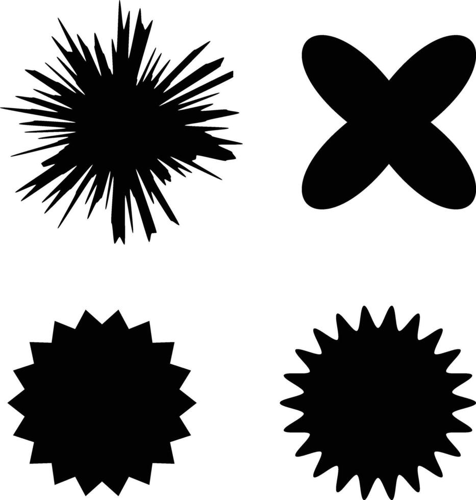 Silhouette Black and White Set Shape Graphic vector