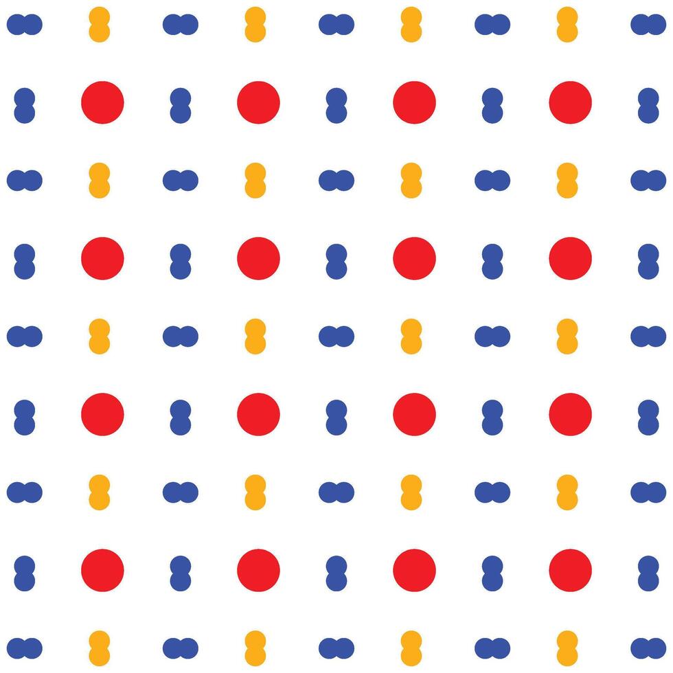 Playful Polka Dot Pattern. Red, Blue, and Yellow Shapes vector