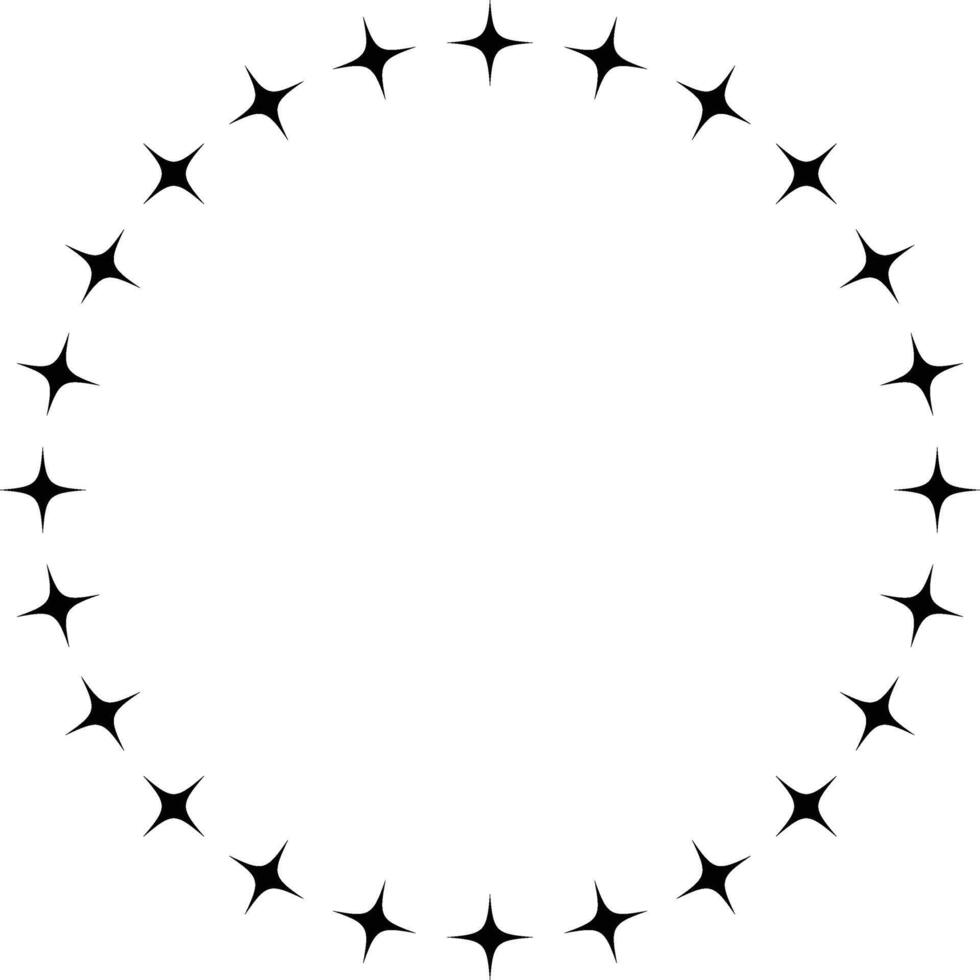 Illustration of Circular Black Stars on White Background. vector