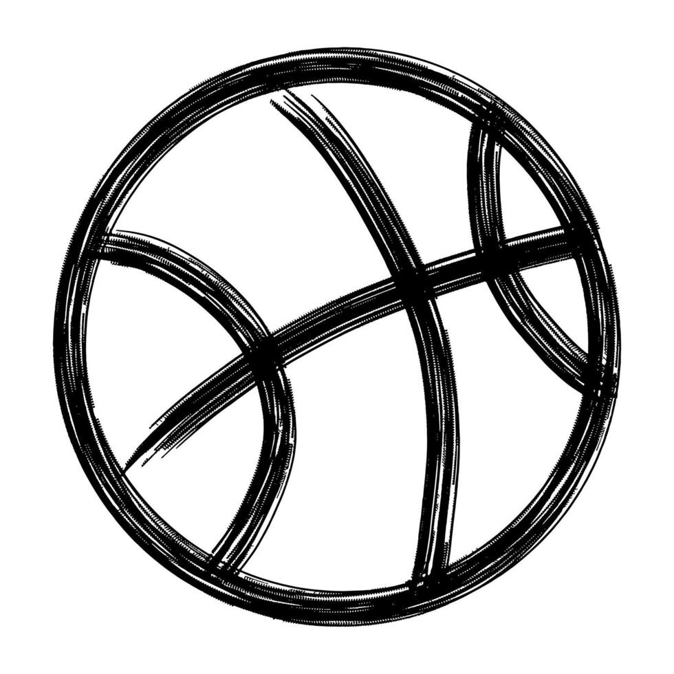 Abstract black basketball hand drawn with brush strokes. Grunge style basketball vector