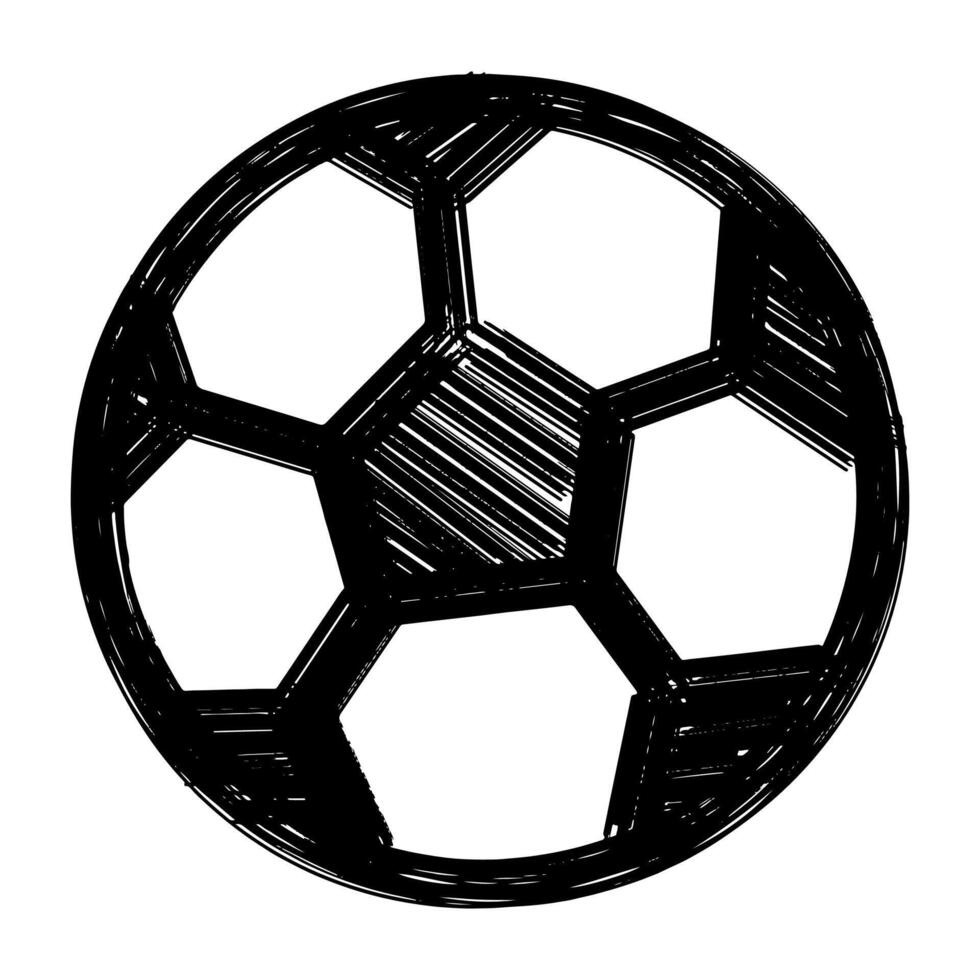Abstract soccer ball hand drawn with brush strokes. Grunge soccer ball vector