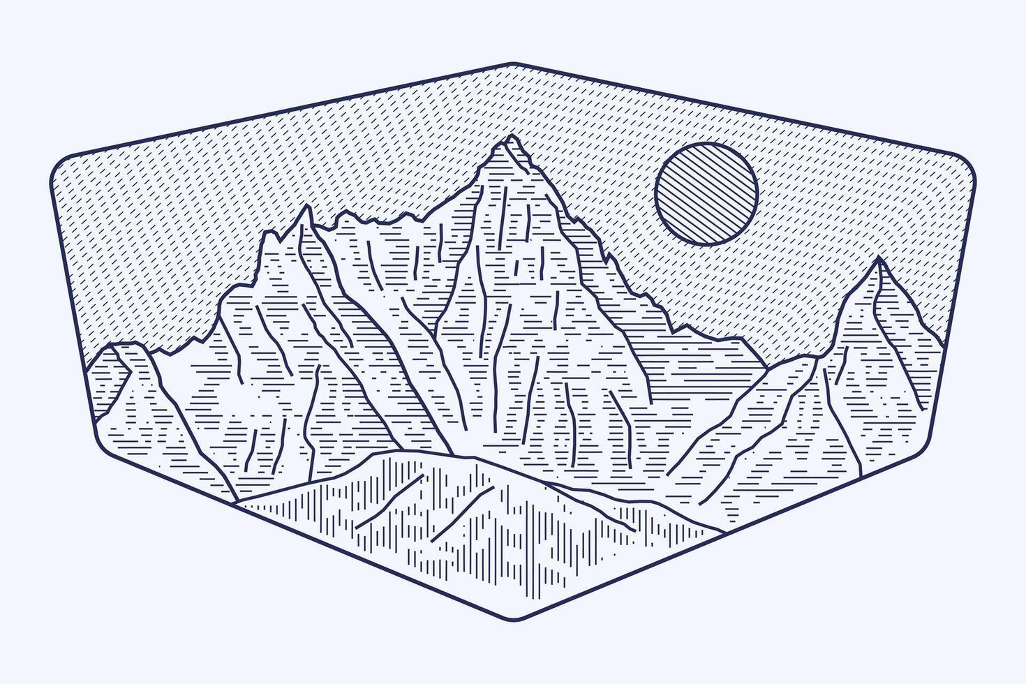 Dakota Badlands National Park mono line art for t shirt badge sticker illustration vector