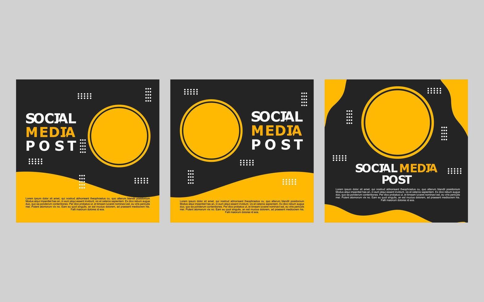 yellow and black social media post template design for promotion. vector