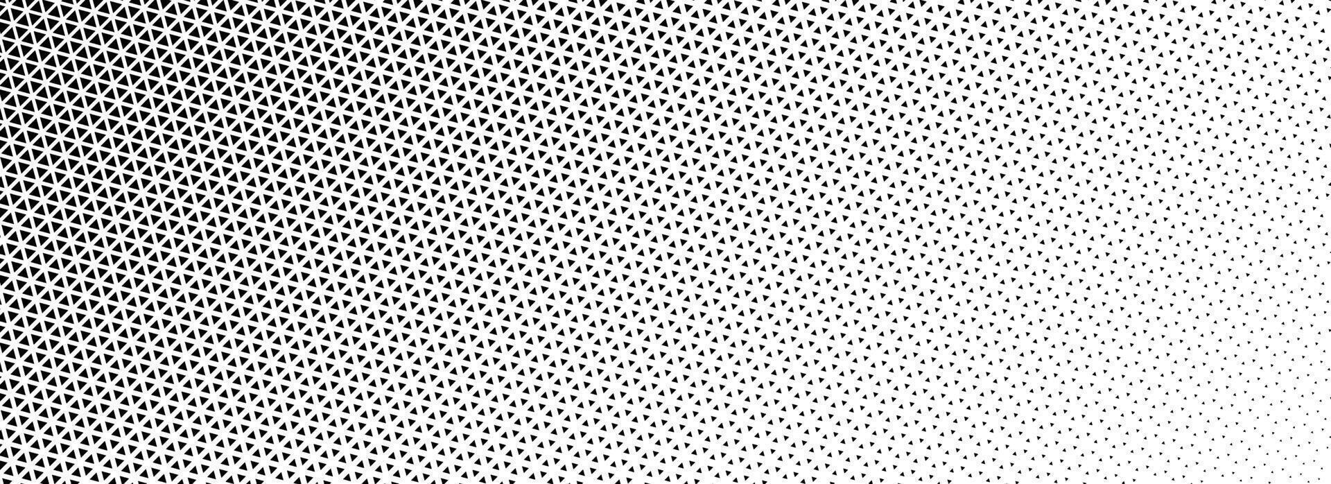 Triangle halftone gradient background. Geometric triangular tech pattern texture. Abstract fading gradation wallpaper. Vanishing mosaic pop art backdrop for flyer, poster, banner, booklet vector