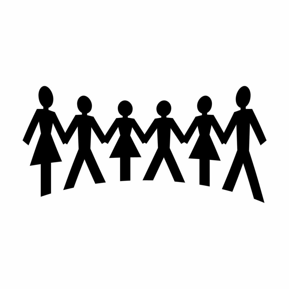 Silhouette of humanity holding hands as a symbol of peace vector