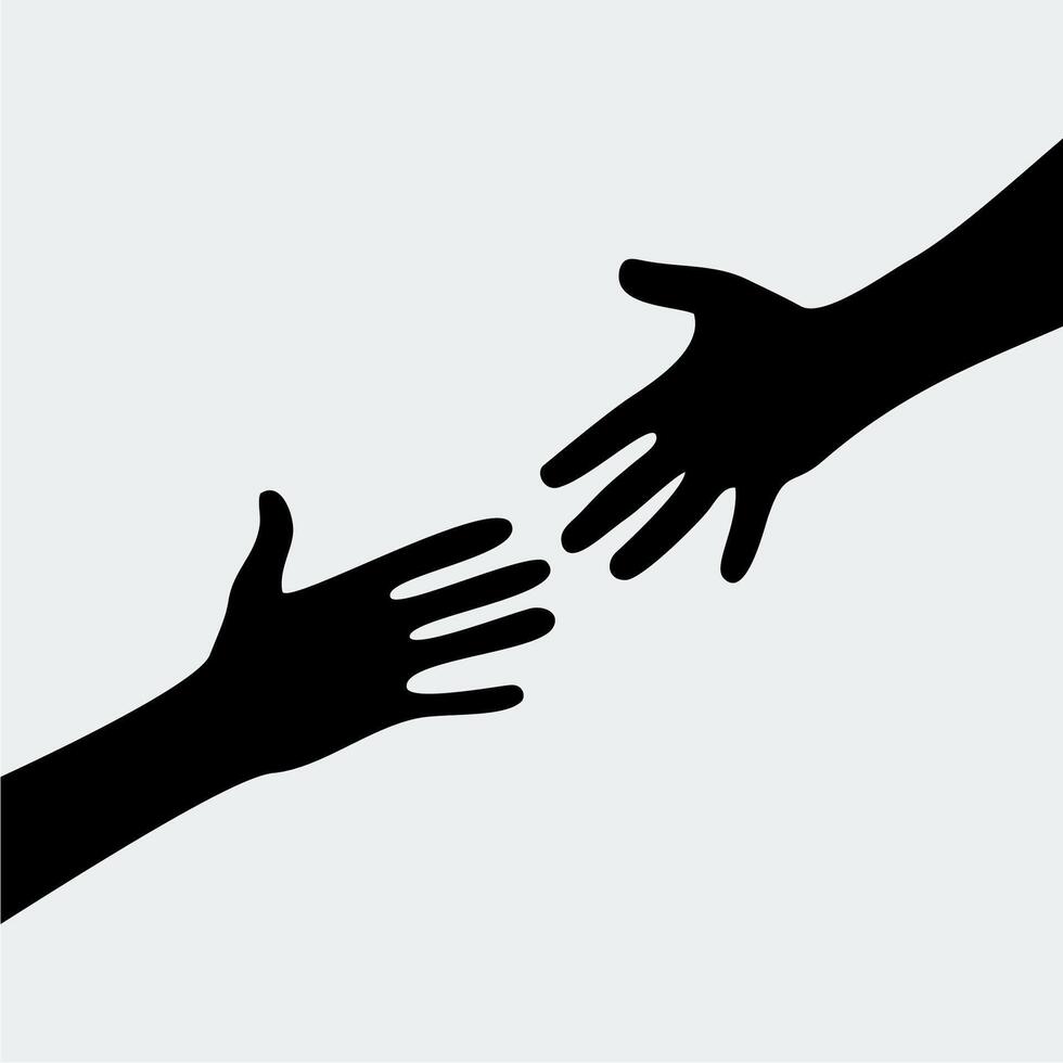 Silhouette of a helping hand, a symbol of mutual help between humans vector