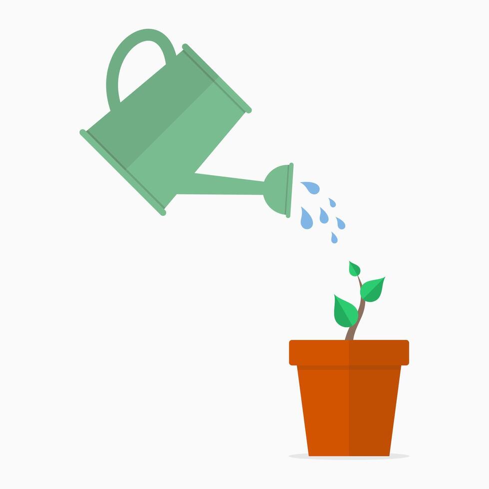 Illustration of watering plants to make them grow big vector