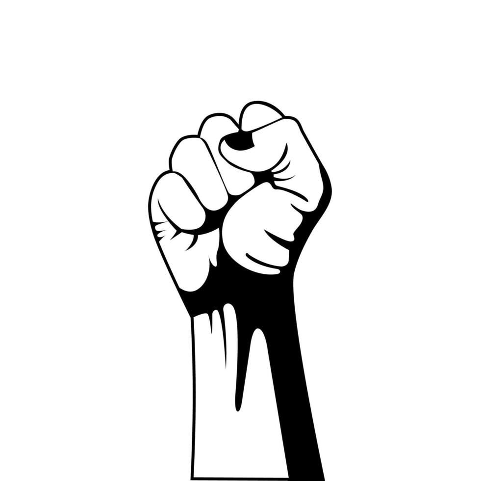 Hand clenched silhouette sign of strength vector