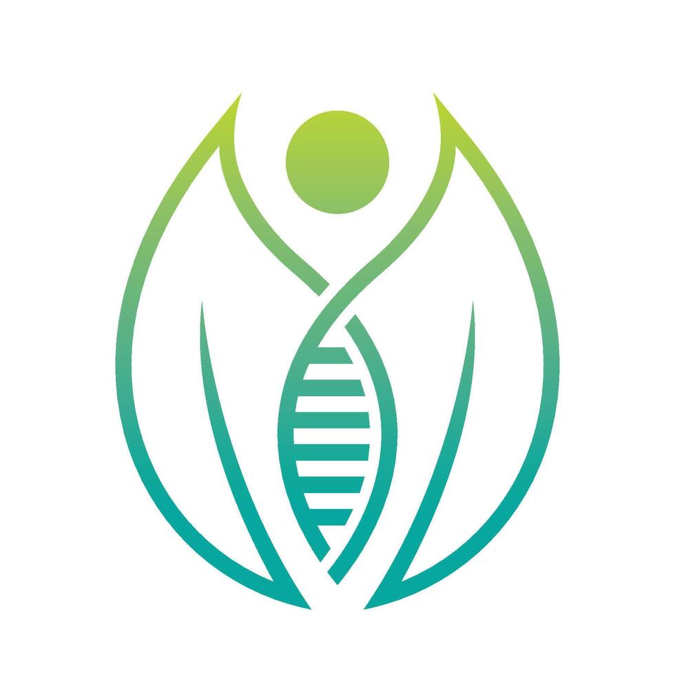 DNA Helix And Leaf With People Logo Design vector