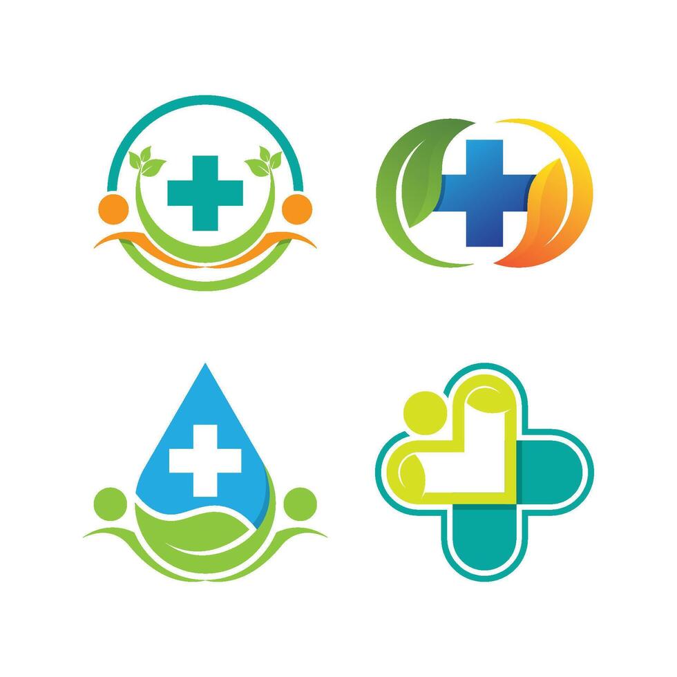 Medical cross logo icon set vector