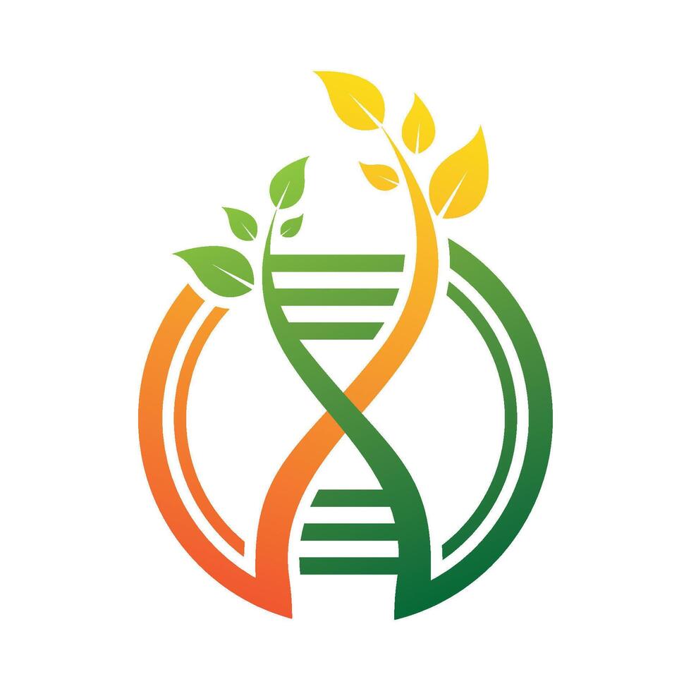 DNA Helix And Leaf Graphic Design vector