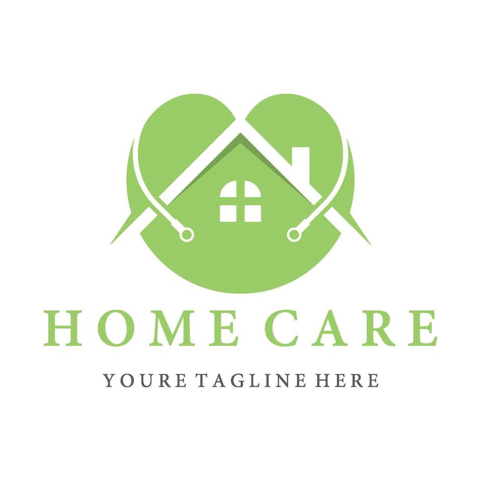 Green home care logo design vector