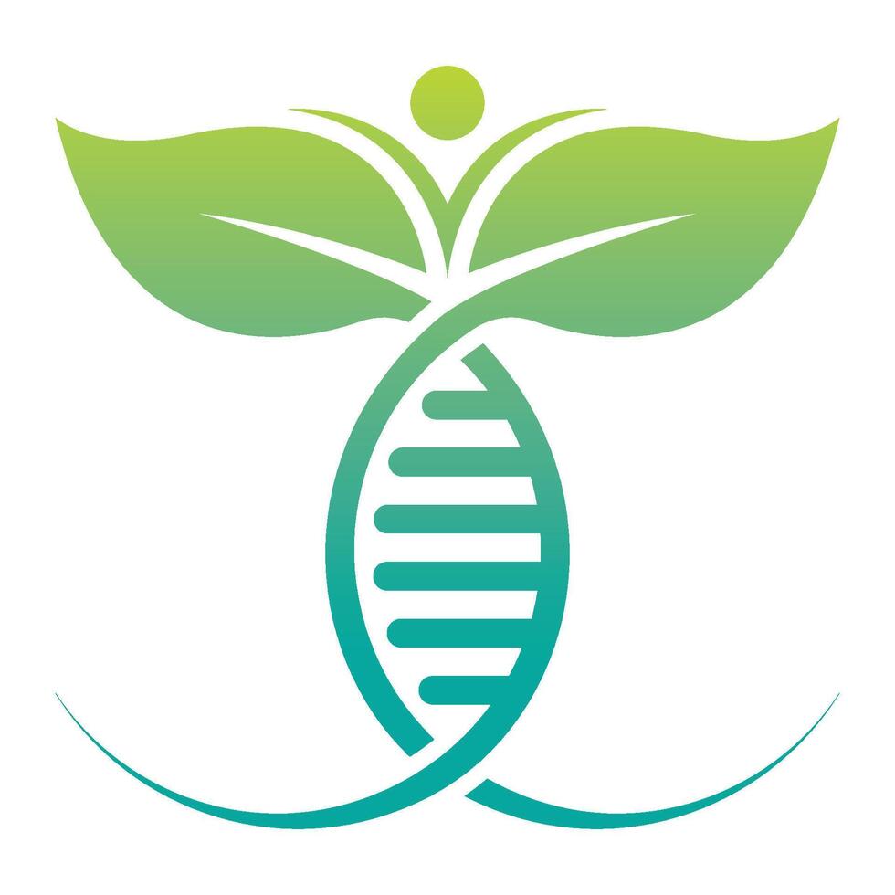 DNA And Leaf With People Logo Design vector