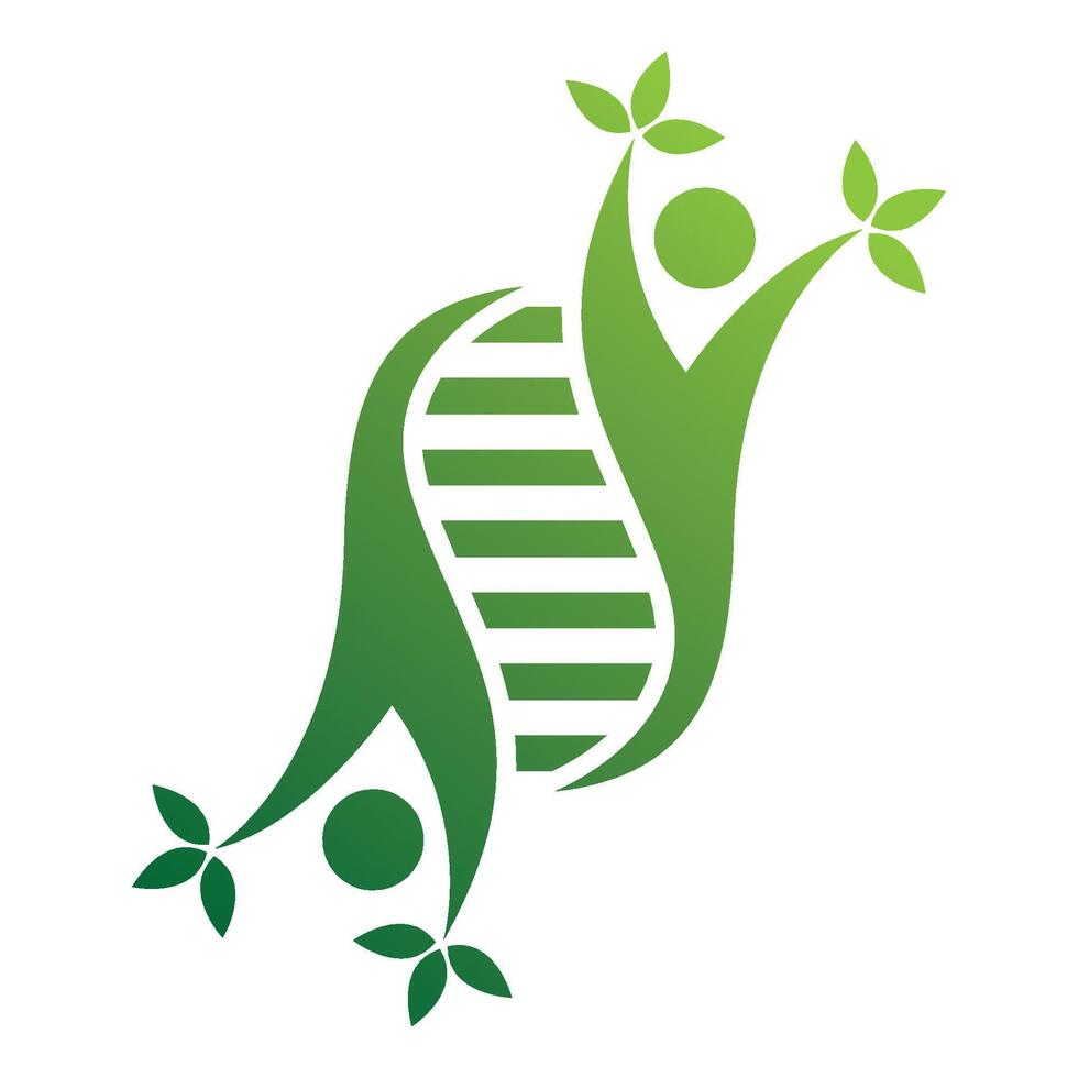 DNA Helix And Leaf With People vector