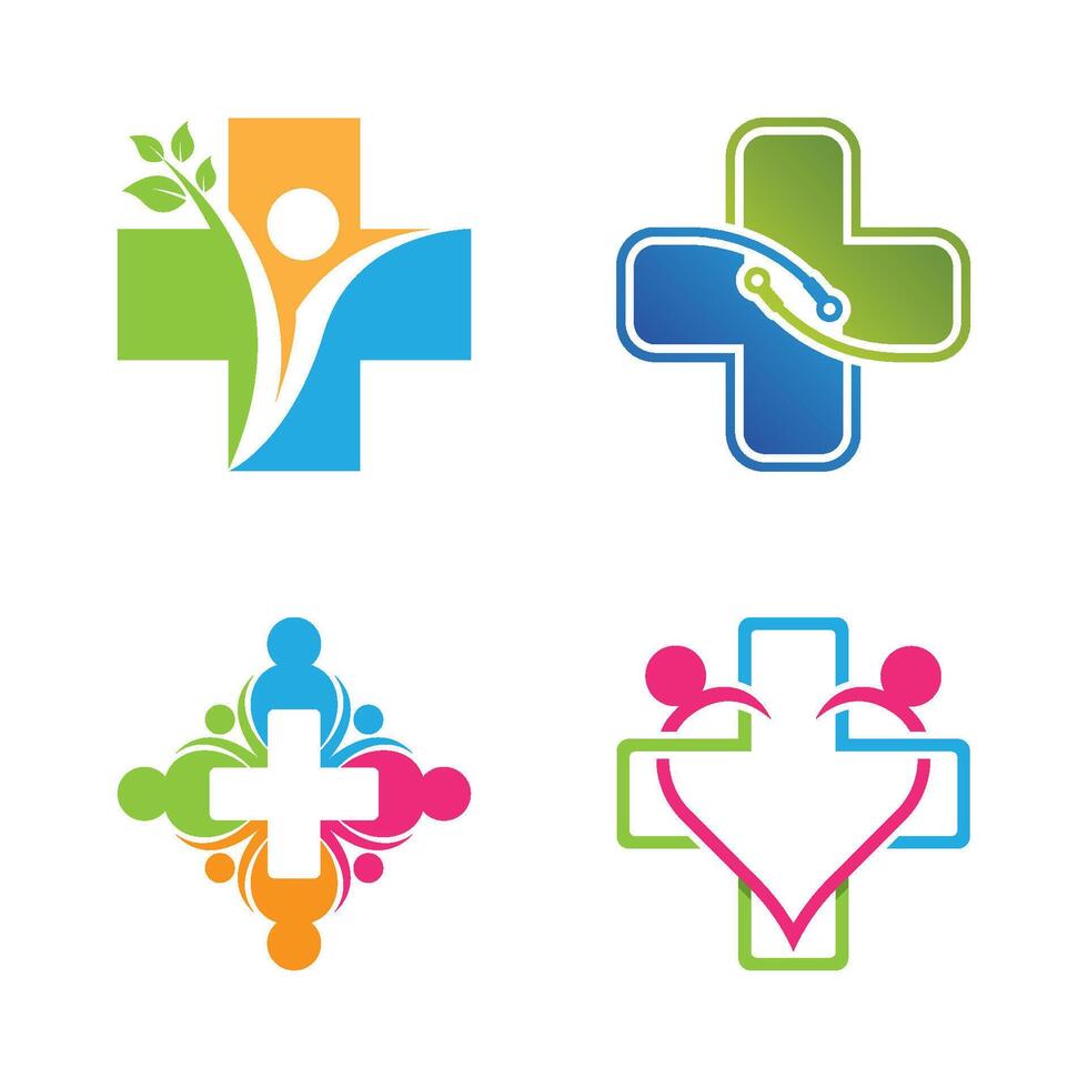 Medical cross icon set design vector