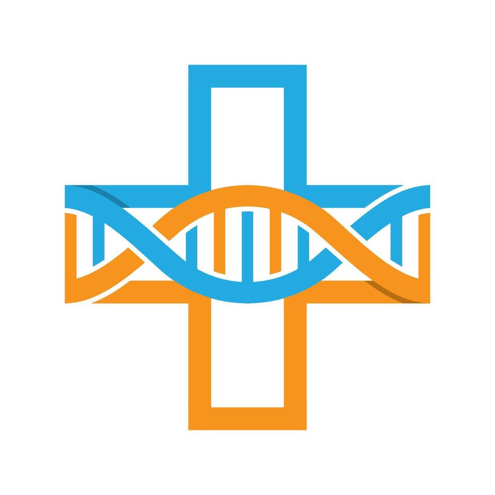 Medical Cross And DNA Helix Graphic Design vector