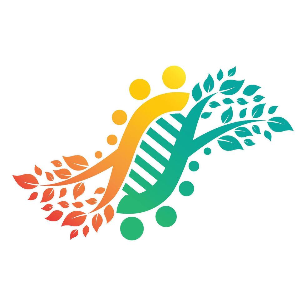 Tree And DNA helix logo design vector