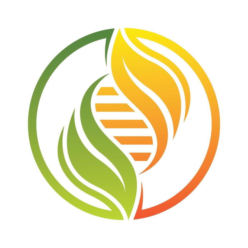 DNA and leaves logo graphic template vector