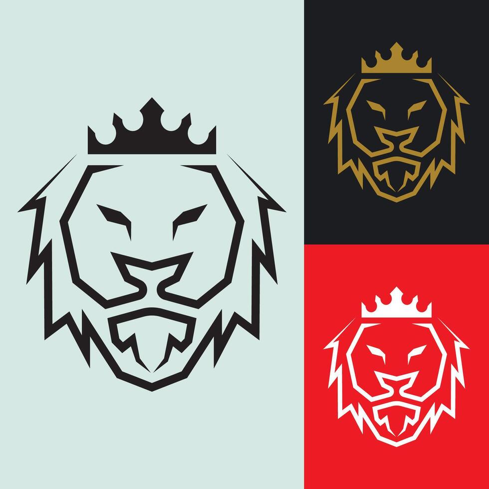 Lion head line logo design vector