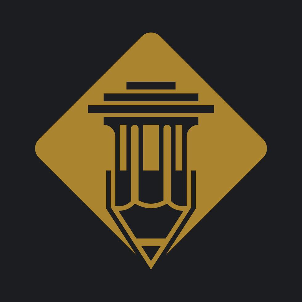 Pencil and Pillar Logo Design vector