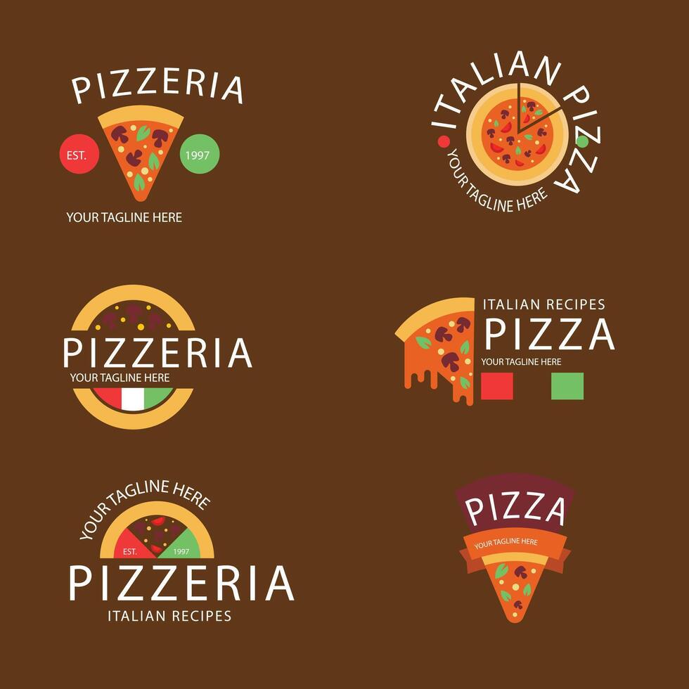 A Pizza logo. Collection labels for menu design restaurant or pizzeria vector