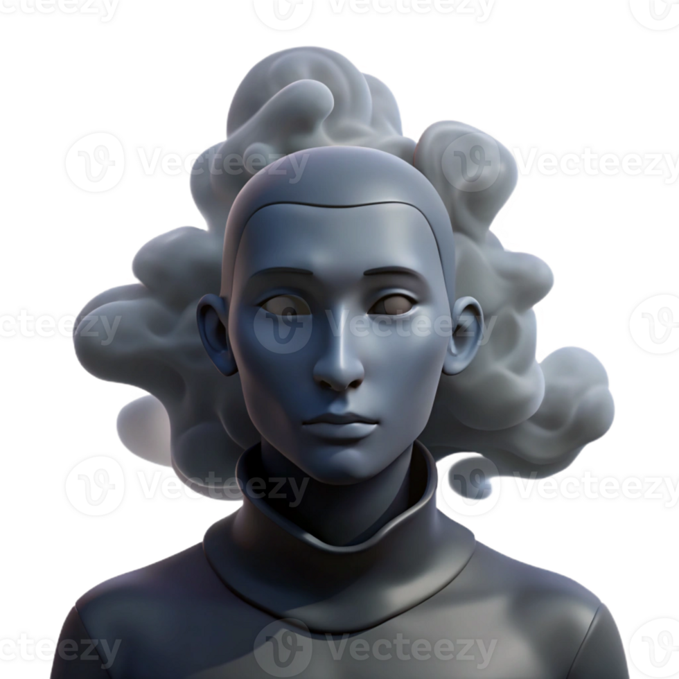 vibrant creative Portrait of a person made of smoke and shadows, dark and mysterious style, single light source high quality png