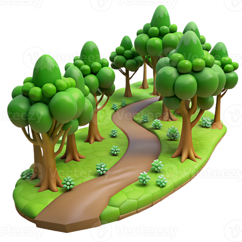 beautiful traditional A winding dirt path through a lush green forest, dappled sunlight, realistic rendering, inviting atmosphere, 4K png