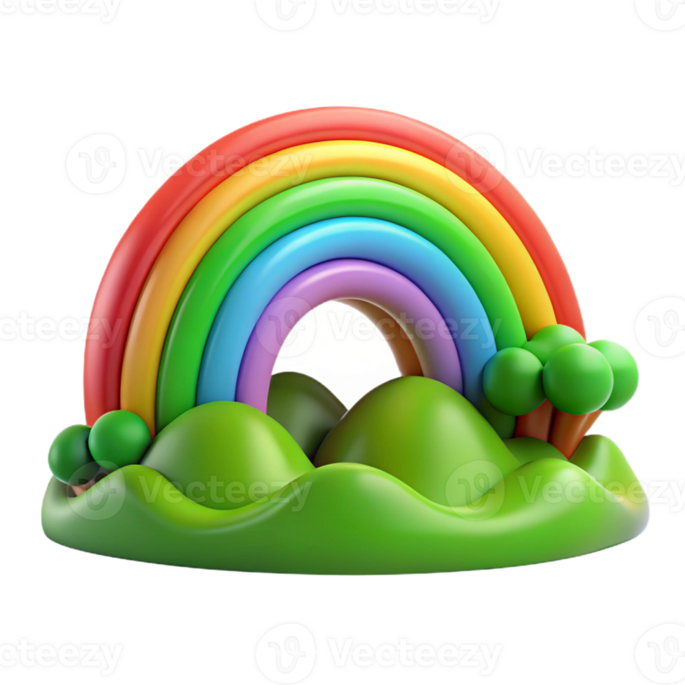 wonderful creative A rainbow arcing over a green valley, vibrant colors, hopeful style 4K png