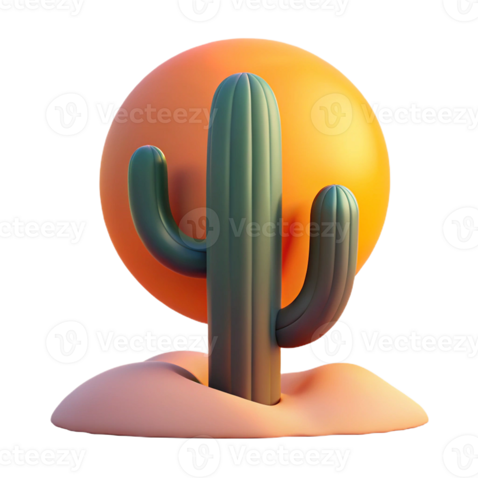 extraordinary rustic A desert cactus at sunset, warm colors, minimalist style professional png