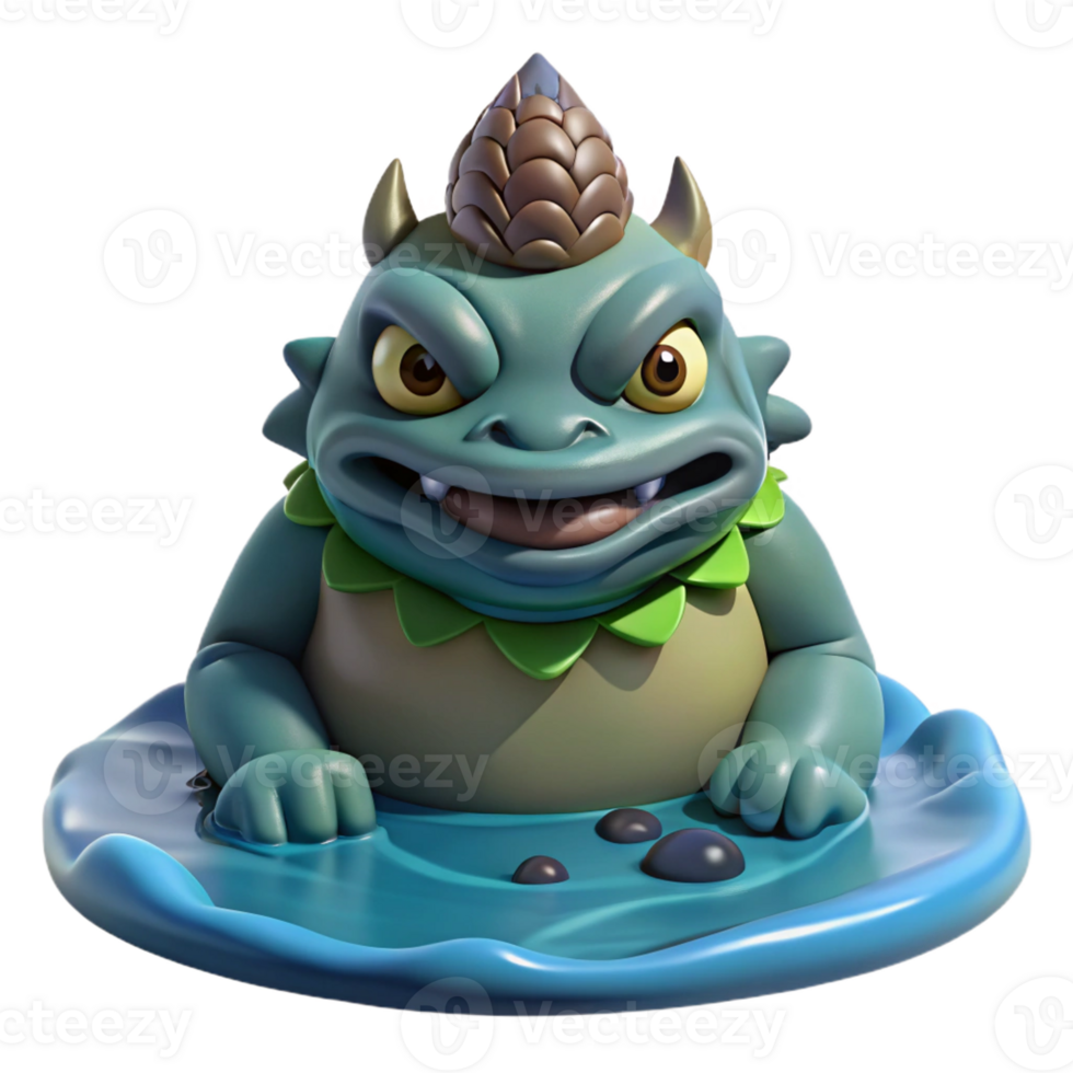 vibrant creative A mischievous Japanese Kappa, water demon, lurking in a river, ukiyo-e style, cool lighting, detailed png