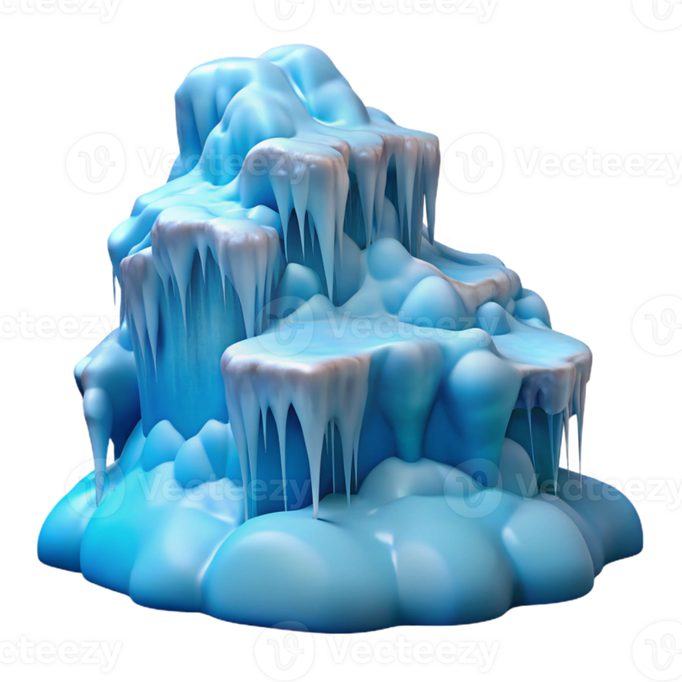 magnificent modern A frozen waterfall in winter, icy blue colors, serene style original png