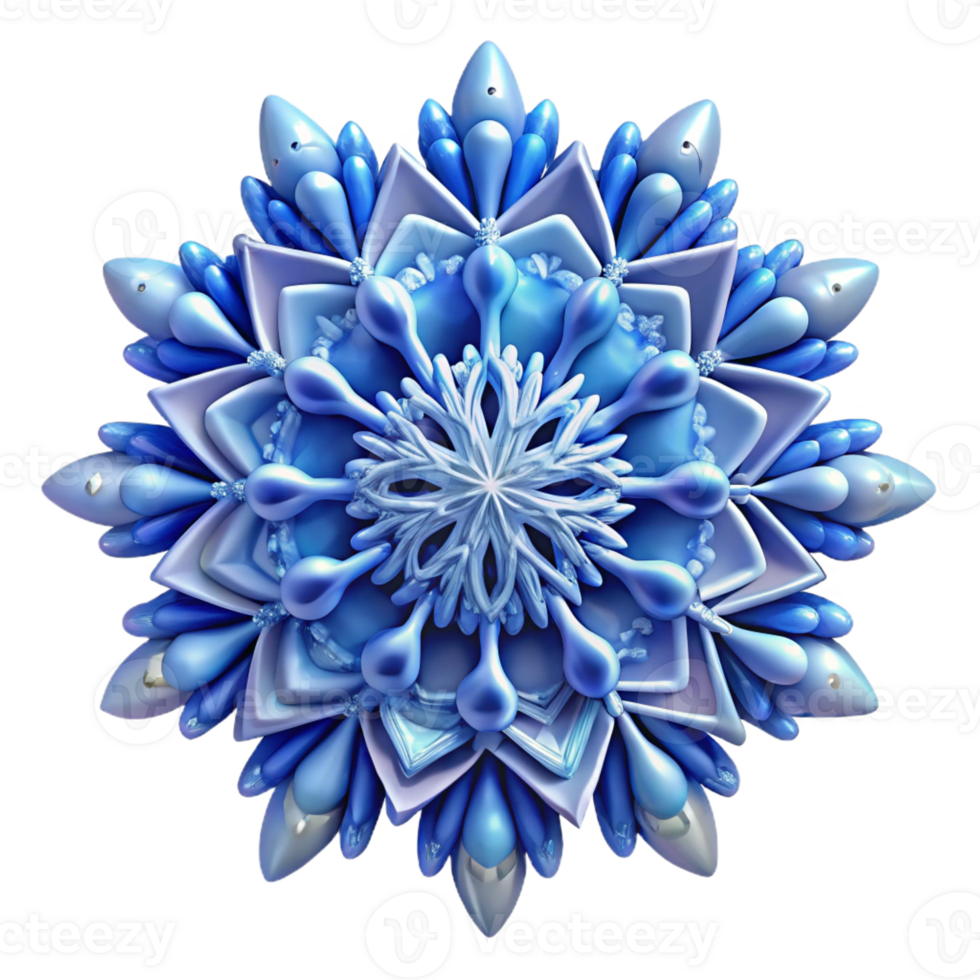 stunning abstract An intricate, fractal pattern resembling a snowflake in shades of blue and white, illuminated by a cool, icy light. Rendered in a delicate, fractal art style premium png