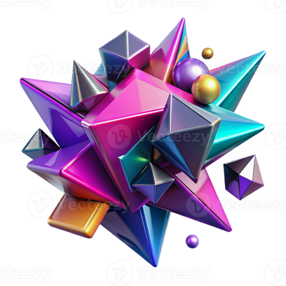 dramatic rustic A dynamic composition of fragmented, geometric shapes, in vibrant, neon colors, with a sense of speed and motion, rendered in a cyberpunk style exclusive png