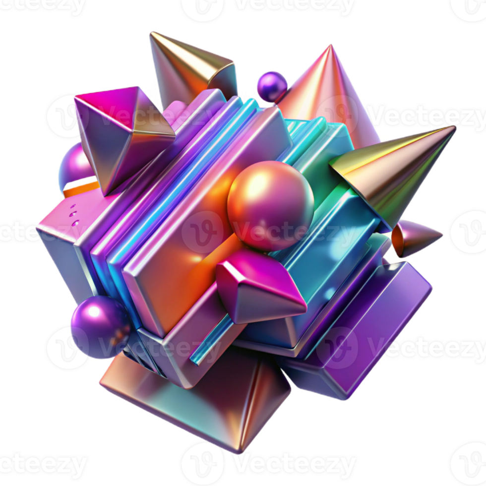 dramatic contemporary A dynamic composition of fragmented, geometric shapes, in vibrant, neon colors, with a sense of speed and motion, rendered in a cyberpunk style authentic png