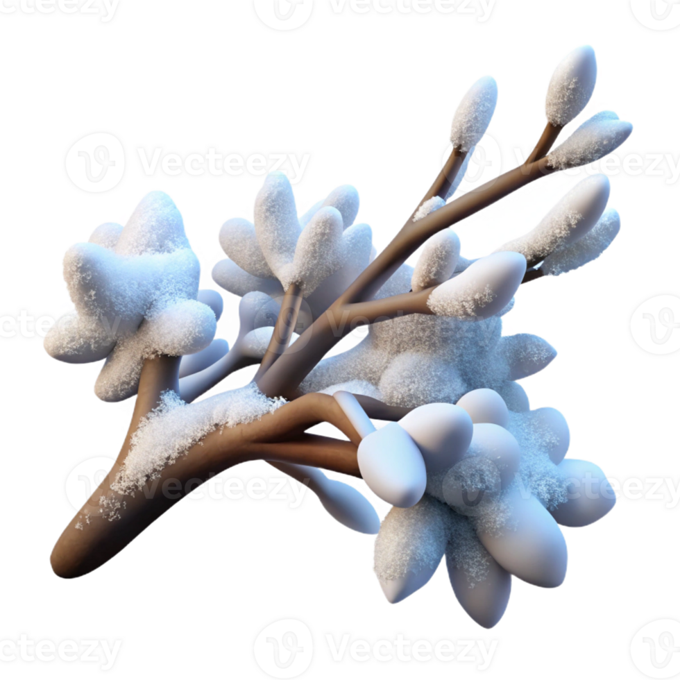 elegant artistic A branch covered in freshly fallen snow, delicate details, winter photography style professional png