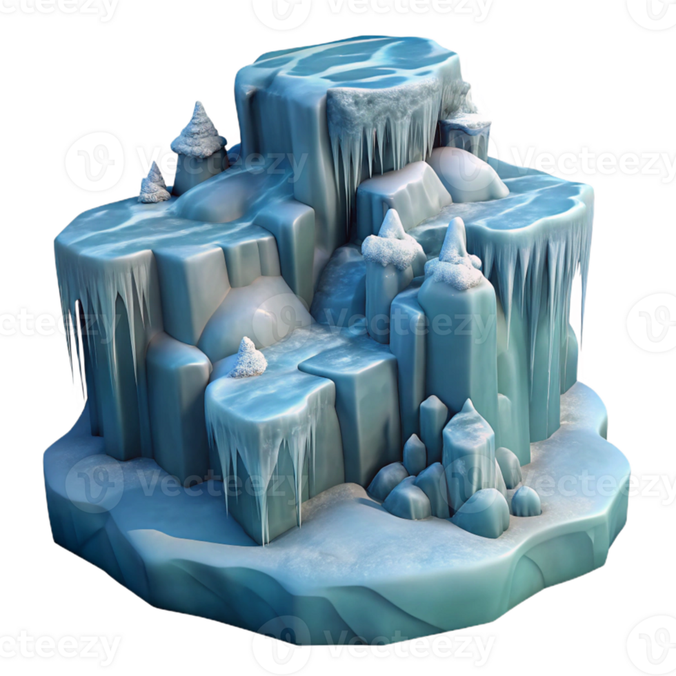 impressive modern A frozen waterfall, intricate ice formations, winter landscape photography style authentic png