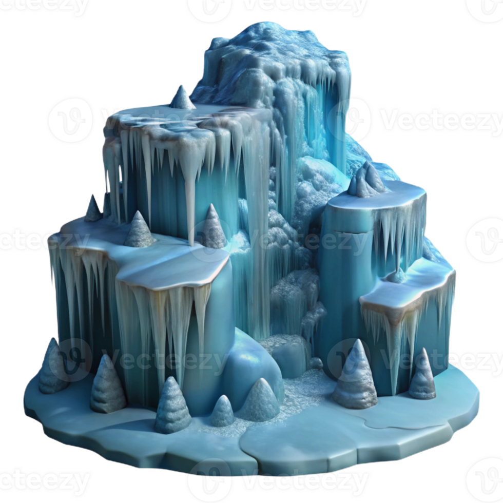 extraordinary creative A frozen waterfall, intricate ice formations, winter landscape photography style high resolution png