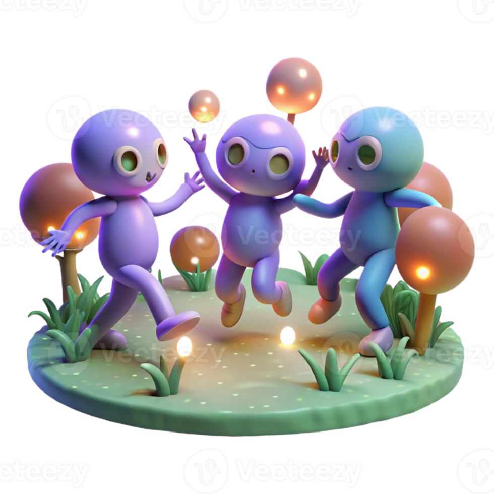 elegant classic A group of playful sprites dancing in a moonlit glade, surrounded by glowing orbs, dreamlike style, ethereal moonlight authentic png