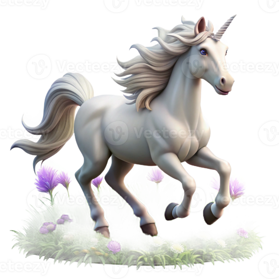 extraordinary minimalist A majestic unicorn with a silver horn and flowing white mane, galloping through a field of wildflowers, fantasy art style, vibrant, magical lighting high resolution png
