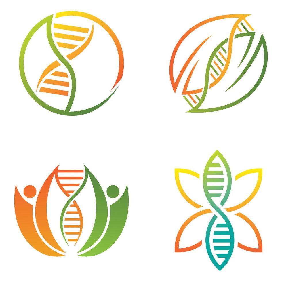 DNA Helix And Leaf With Gradient Color vector