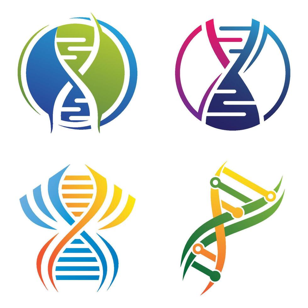 DNA helix logo graphic template vector