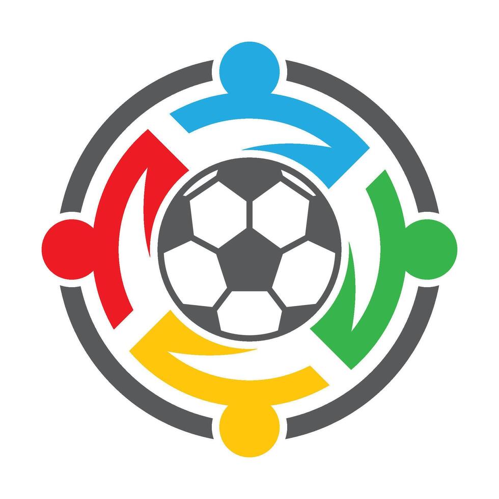 Soccer teamwork logo design vector