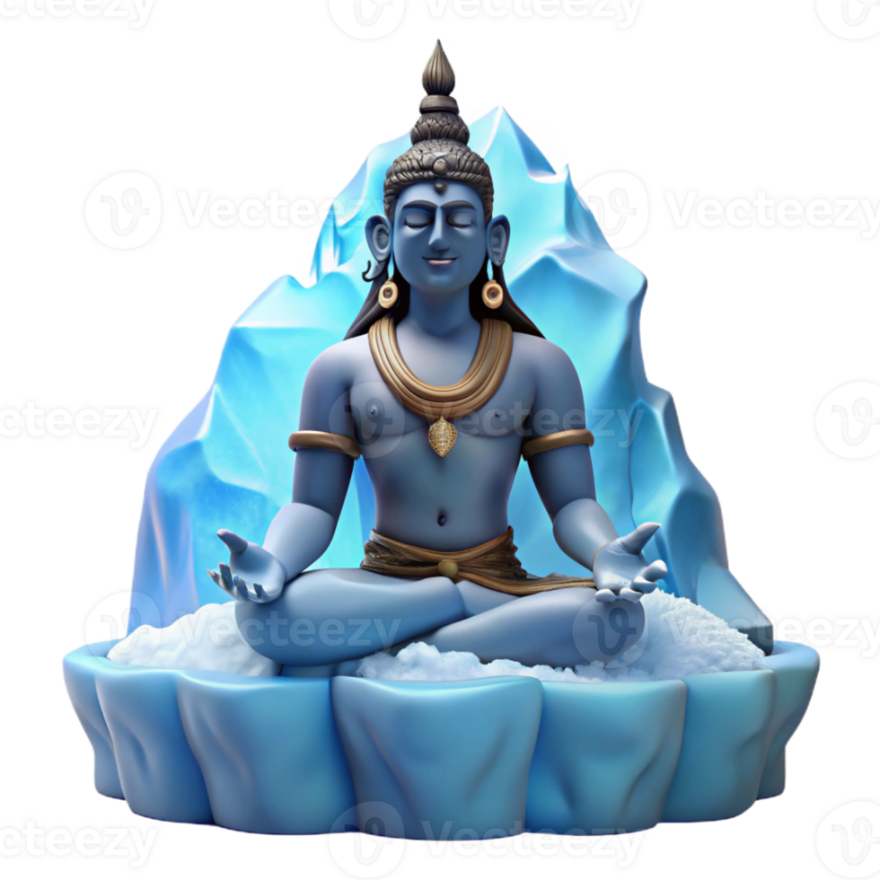 elegant creative A powerful Hindu god, Shiva, meditating in the Himalayas, surrounded by swirling snow and ice, rendered in a realistic style with crisp, clear light exclusive png