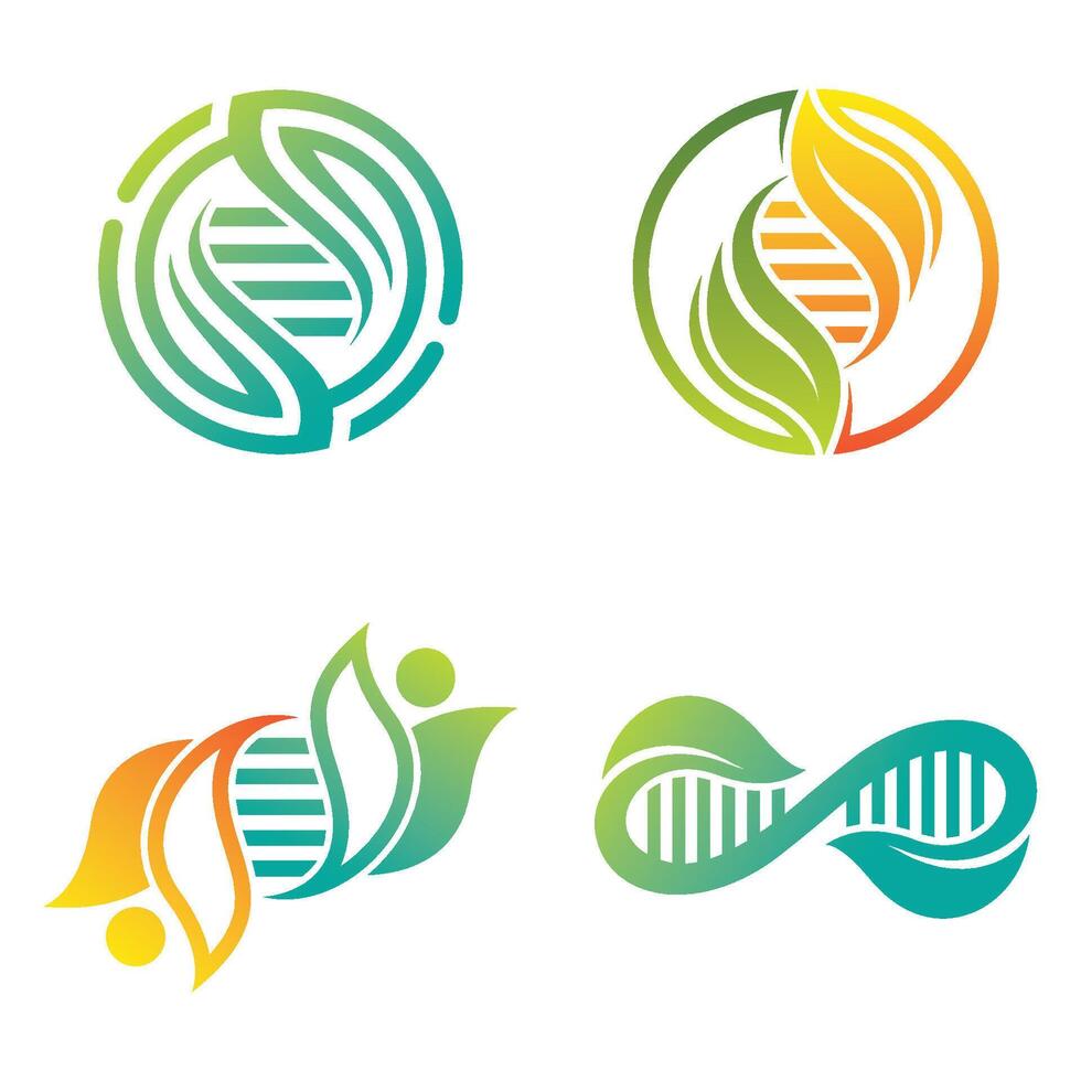 DNA logo template icon set design vector