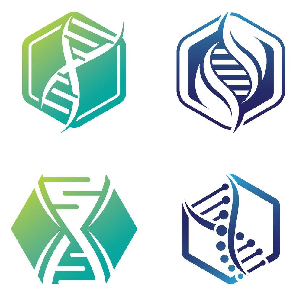 DNA Helix With Hexagon Logo vector