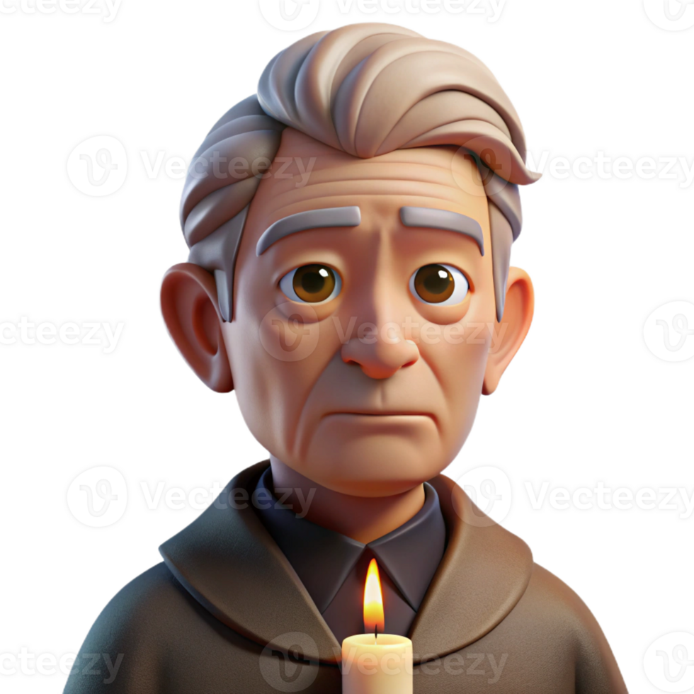 impressive abstract Portrait of an elderly man with deep wrinkles and a thoughtful expression, illuminated by a single candle, in the style of a Caravaggio chiaroscuro painting high resolution png