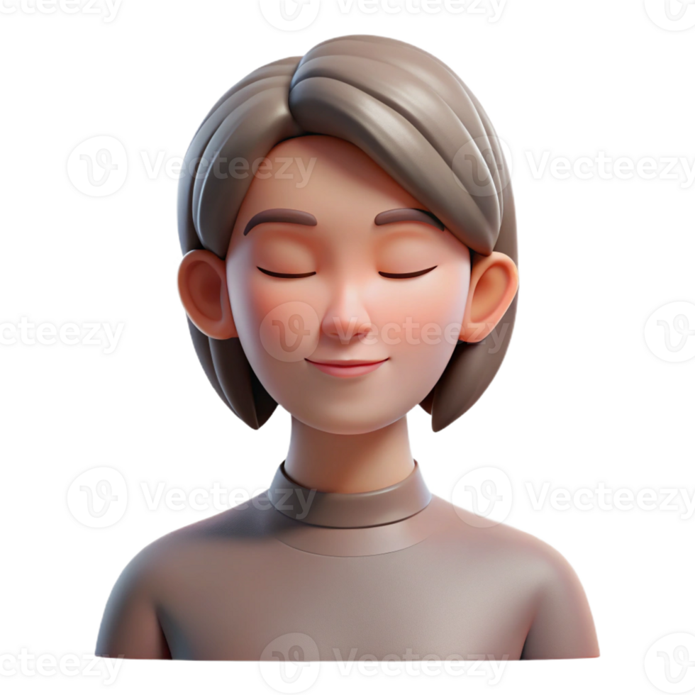 dramatic modern Portrait of a woman with a serene expression and closed eyes, lit by a soft, meditative light, in a peaceful, contemplative style 4K png