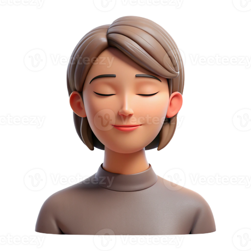 wonderful modern Portrait of a woman with a serene expression and closed eyes, lit by a soft, meditative light, in a peaceful, contemplative style premium png