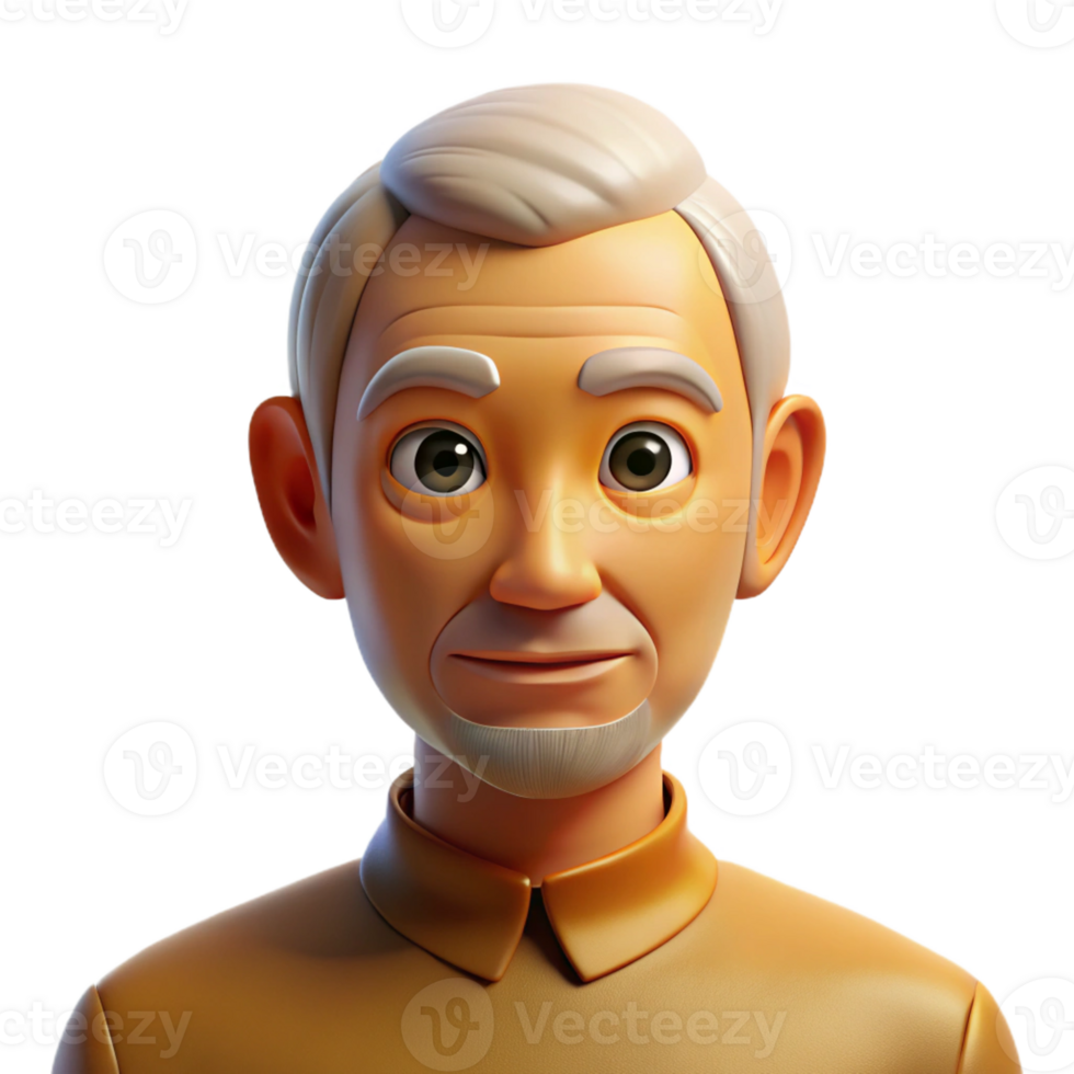 wonderful contemporary Portrait of an elderly man with wise eyes and a peaceful expression, lit by a golden, nostalgic light, in a reflective, retrospective style 4K png